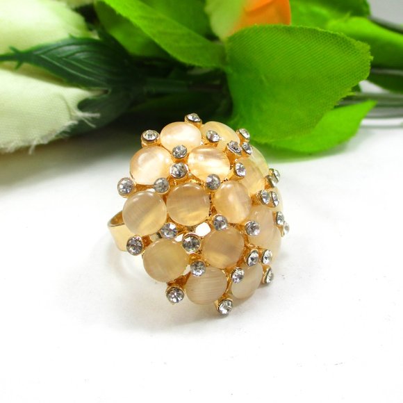 Heavy Rose Gold Party Wear Ring For Girls And Women AFJSS-0819 - Picture 3 of 5